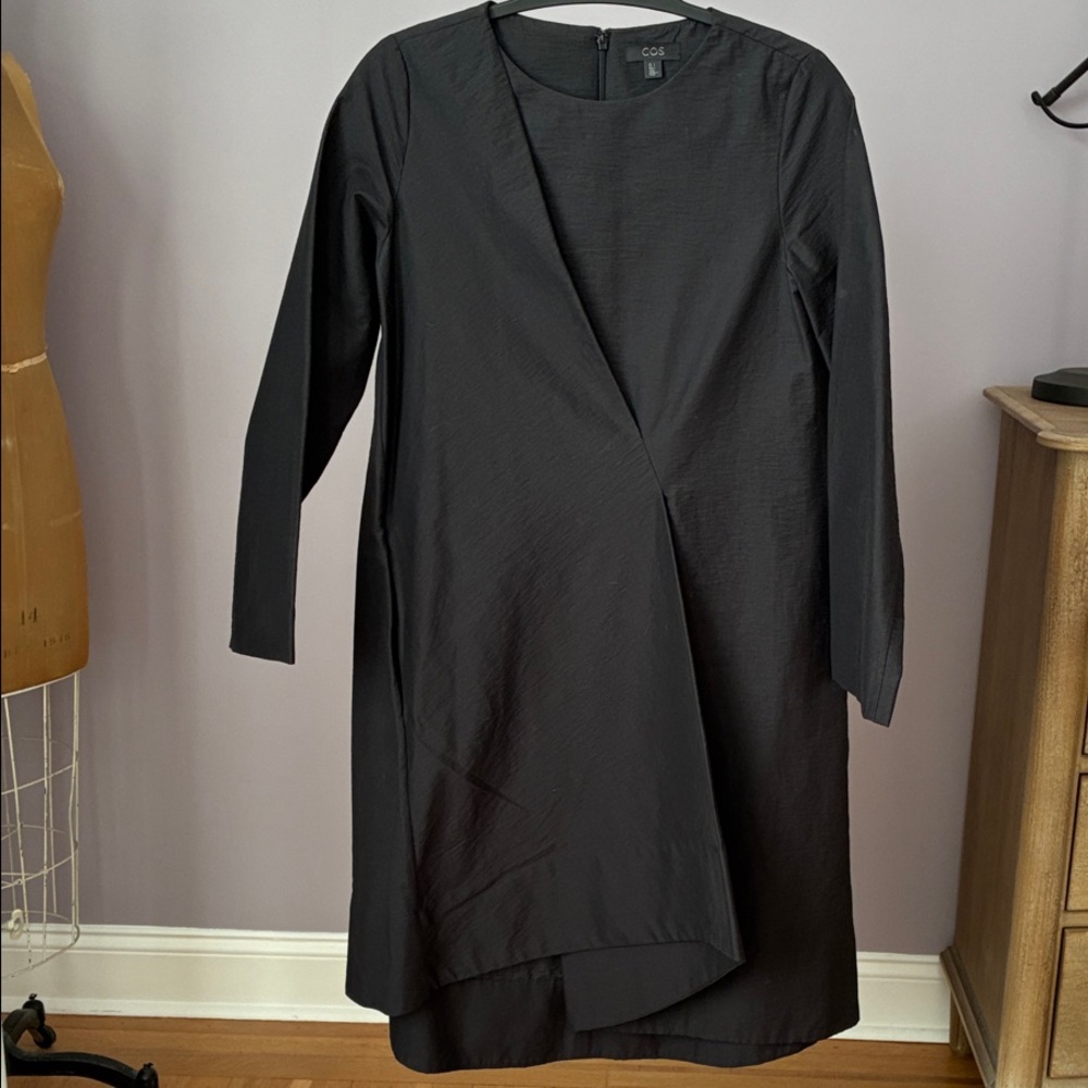 COS Black Asymmetrical Long Sleeve Dress